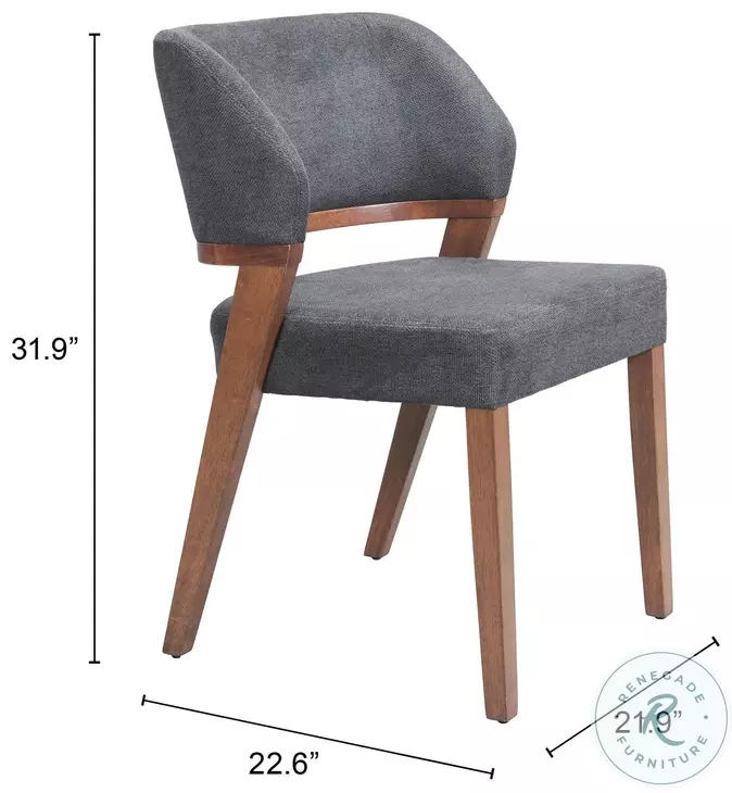 Sunobu Azure Gray And Walnut Dining Chair Set Of 2