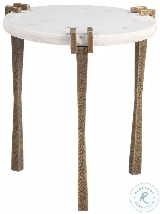 Rench White And Brass Side Table
