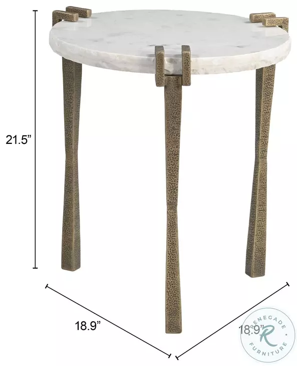 Rench White And Brass Side Table