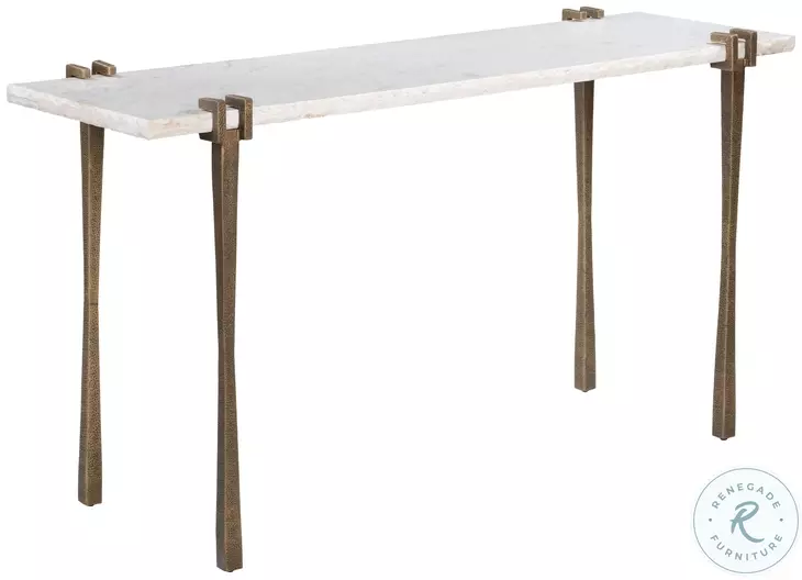 Rench White And Brass Console Table