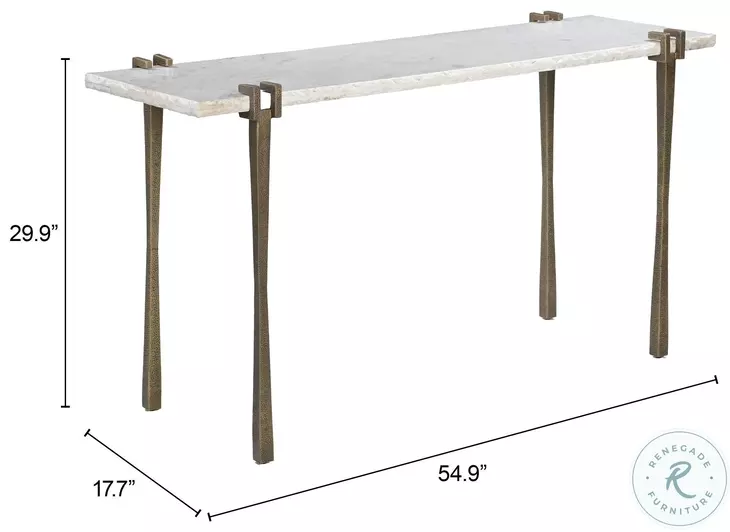 Rench White And Brass Console Table