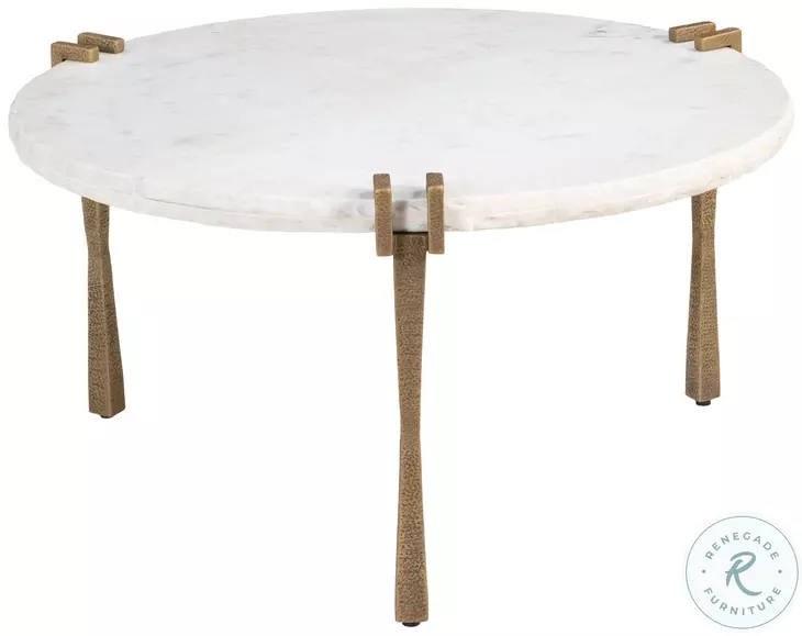 Rench White And Brass Coffee Table