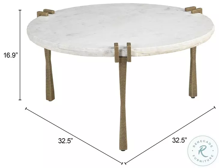 Rench White And Brass Coffee Table