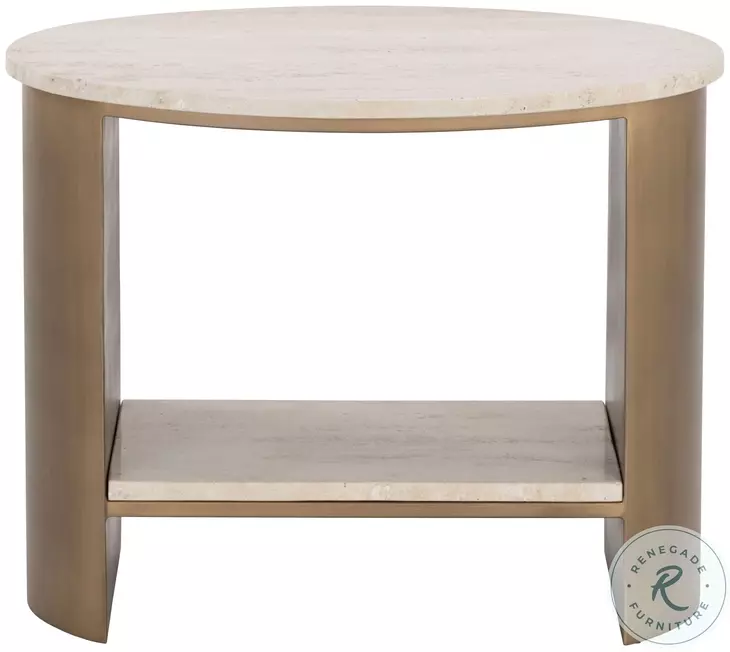 Roshni Natural And Antique Gold End Table