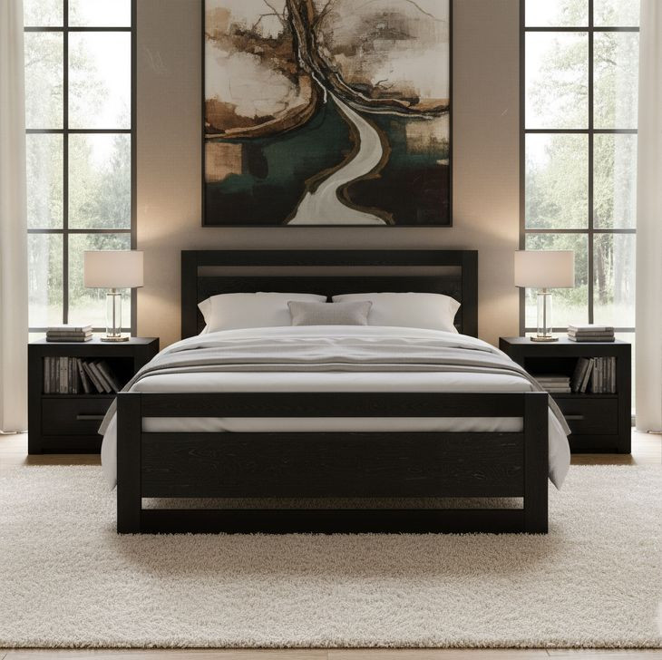 Repos Black Queen Panel Bed