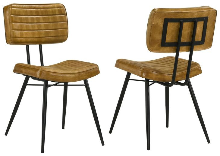 Misty Camel And Black Padded Side Chair Set of 2