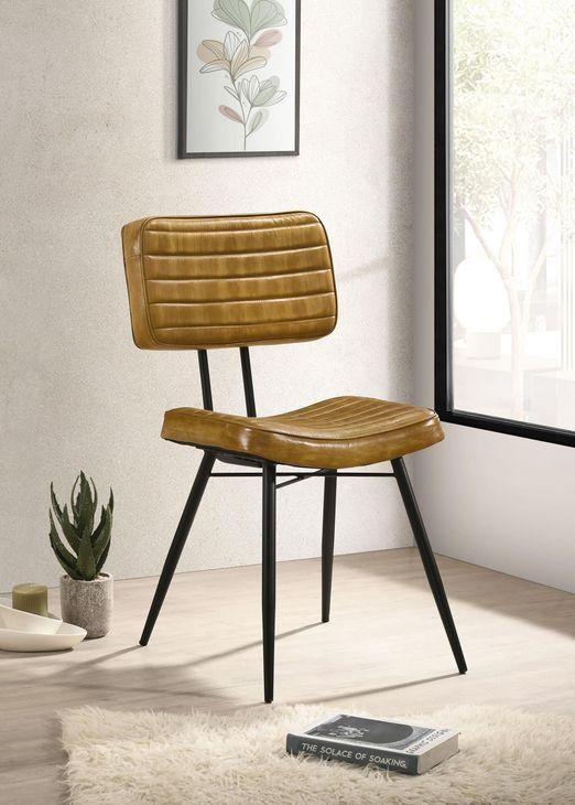 Misty Camel And Black Padded Side Chair Set of 2
