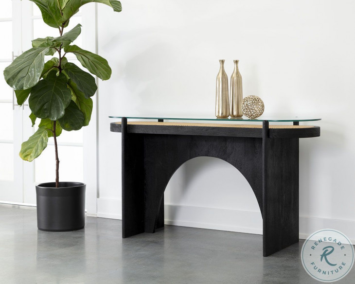 Adora Clear And Black Console Table