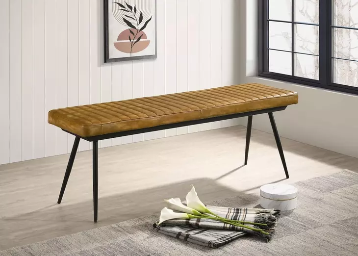 Misty Camel And Black Cushion Side Bench