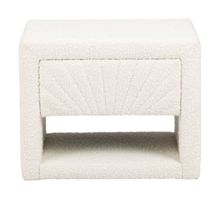 Baris Ivory Upholstered 1 Drawer Nightstand