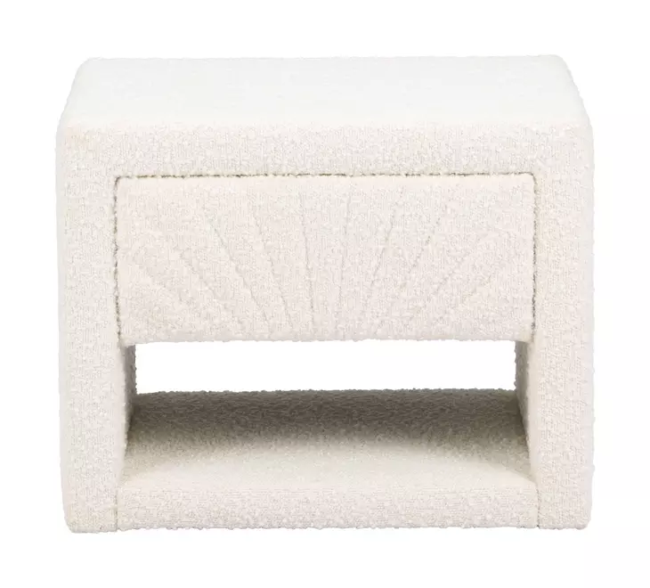 Baris Ivory Upholstered 1 Drawer Nightstand