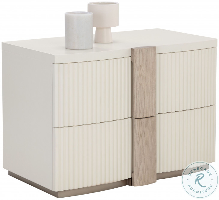 Venetta Cream And Warm Brass Nightstand