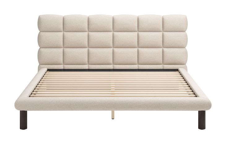 Placid Beige King Upholstered Panel Bed