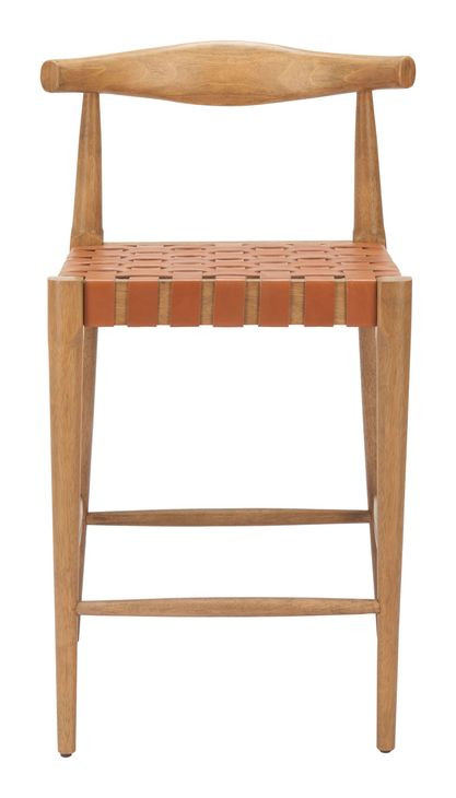 Bandani Tan Leather Upholstered Counter Height Stool