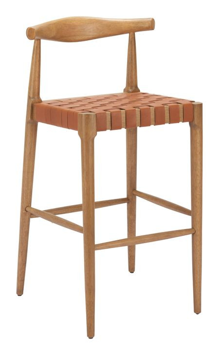 Bandani Tan Leather Upholstered Bar Stool