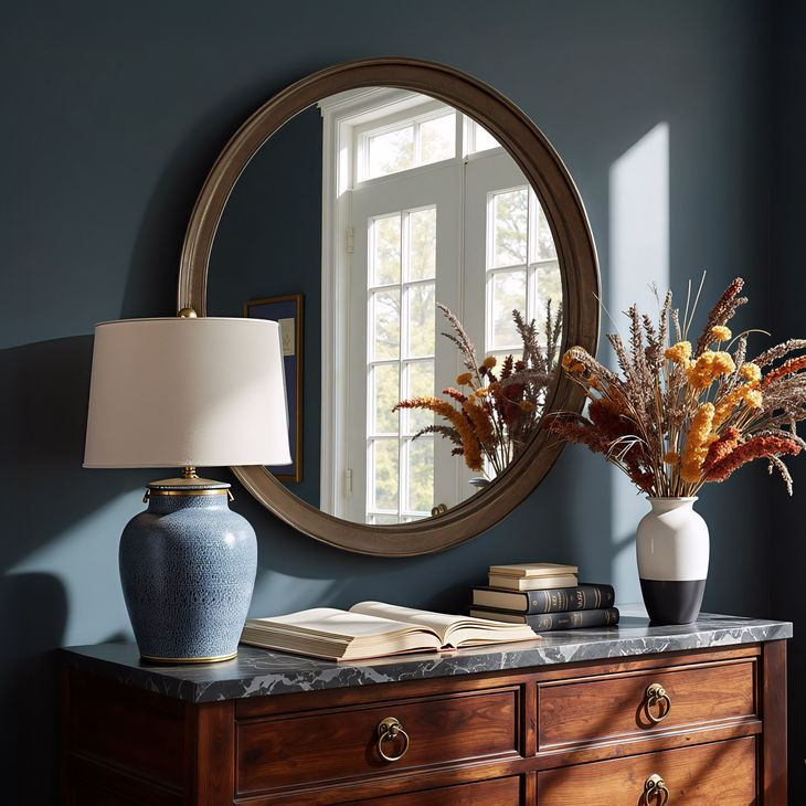 Inikas Espresso Round Wall Mirror