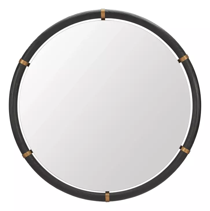 Brile Black Round Wall Mirror