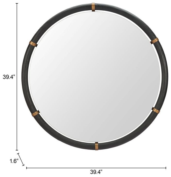 Brile Black Round Wall Mirror