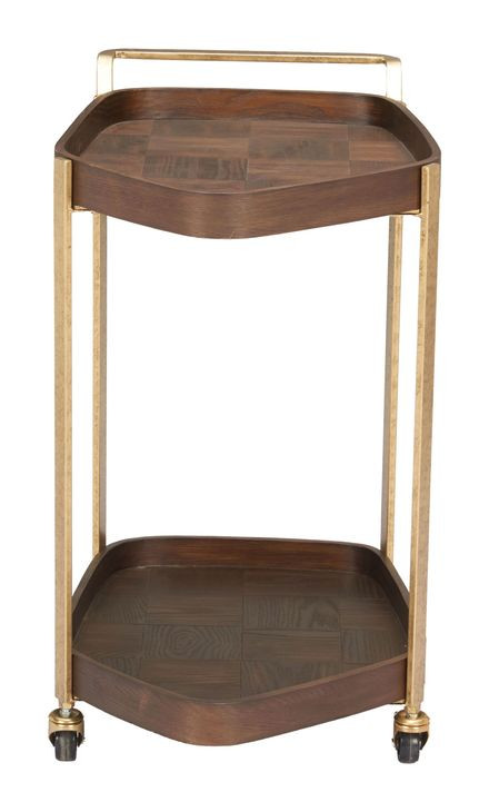 Stela Walnut and Gold Bar Cart