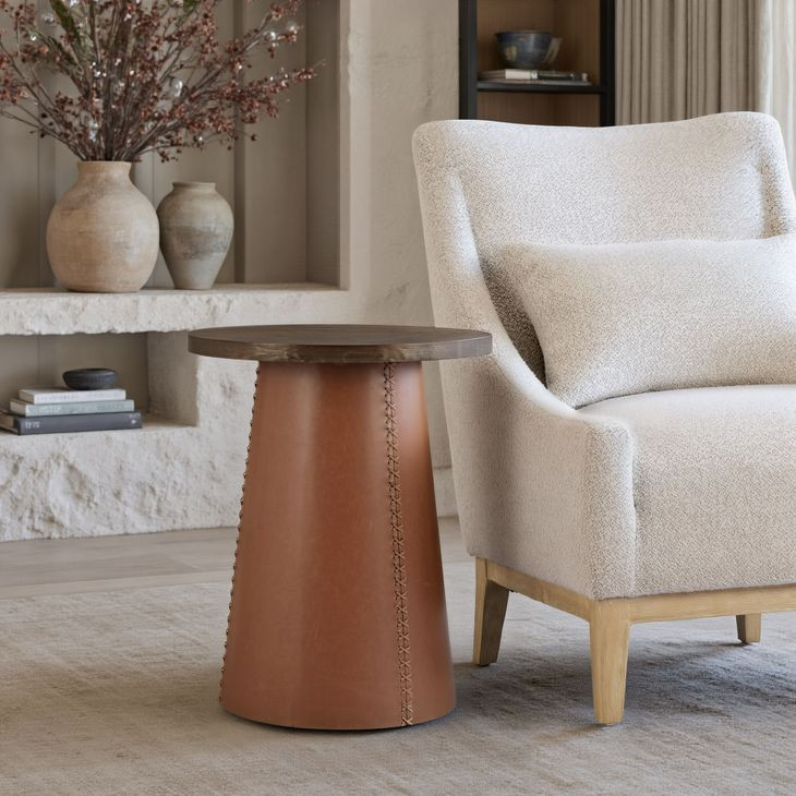 Dikis Brown Round Side Table