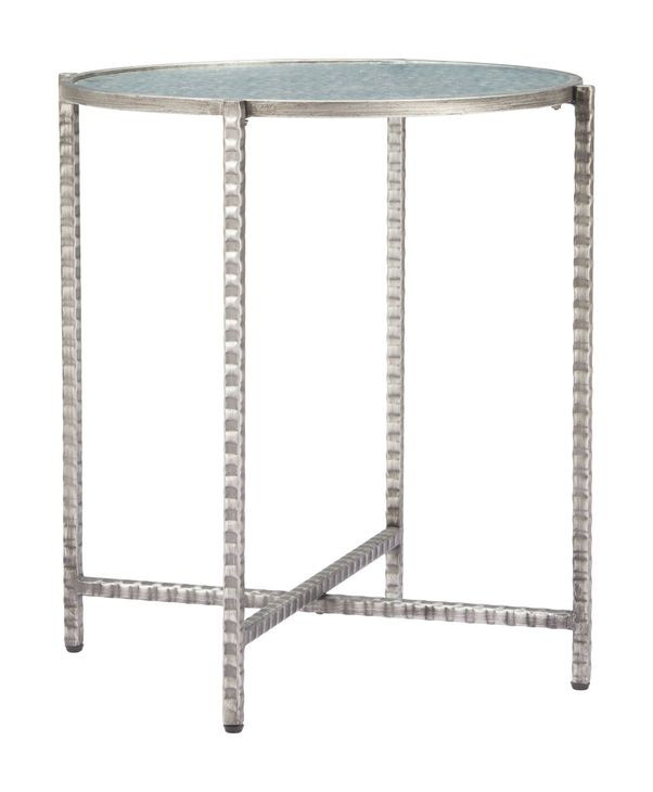 Vetro Silver Round Glass Top Side Table
