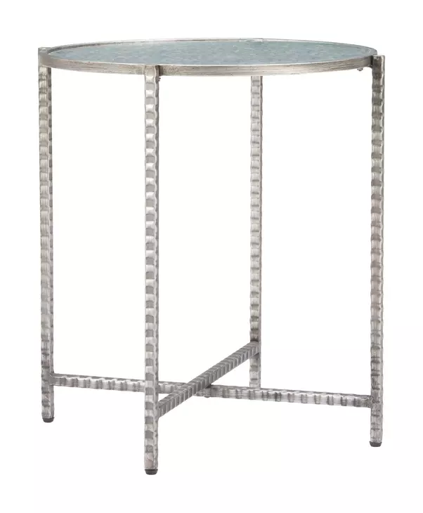 Vetro Silver Round Glass Top Side Table