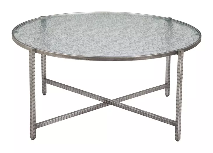 Vetro Silver Round Glass Top Cocktail Table
