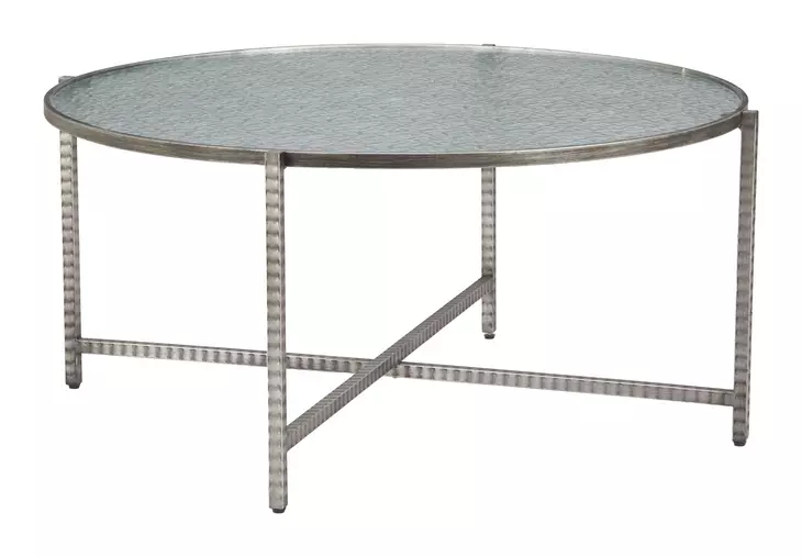 Vetro Silver Round Glass Top Cocktail Table