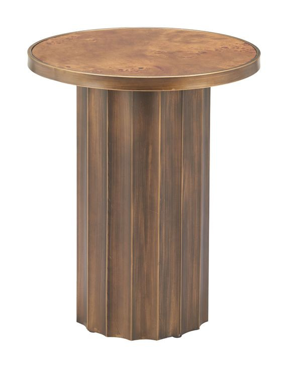 Afinato Brown Round Side Table