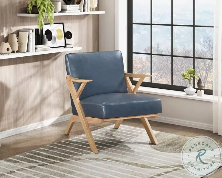Elliott Natural And Blue Accent Chair