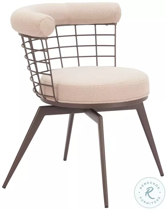 Saku Beige Swivel Dining Chair