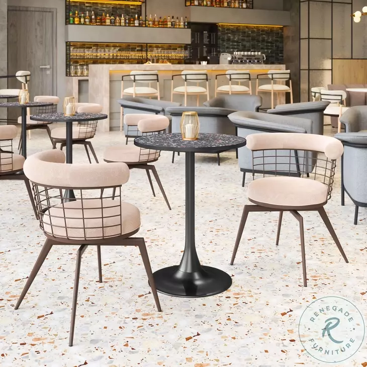 Saku Beige Swivel Dining Chair