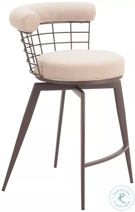 Saku Beige Swivel Counter Height Stool