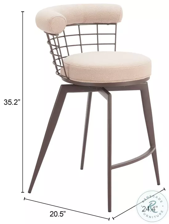 Saku Beige Swivel Counter Height Stool