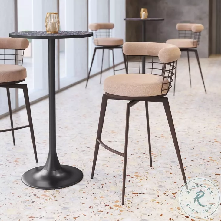 Saku Beige Swivel Bar Stool