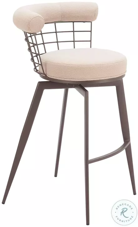 Saku Beige Swivel Bar Stool