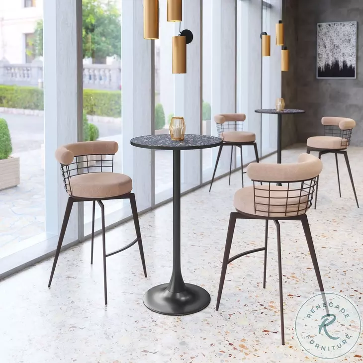 Saku Beige Swivel Bar Stool