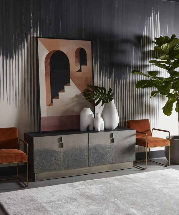 Caddo Black And Antique Nickel Sideboard