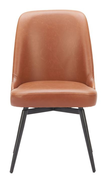 Keppel Brown Upholstered Swivel Dining Chair Set of 2