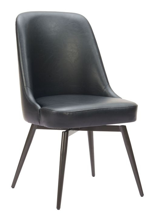 Keppel Black Upholstered Swivel Dining Chair Set of 2