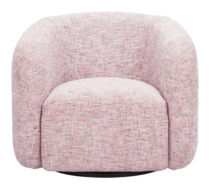 Refine Pink Tweed Performance Fabric Swivel Accent Chair