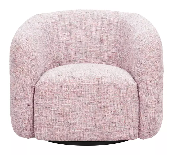 Refine Pink Tweed Performance Fabric Swivel Accent Chair