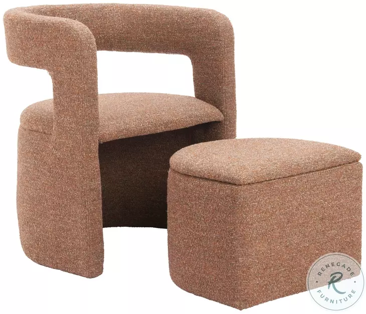 Atria Tawny Brown Accent Chair with Ottoman