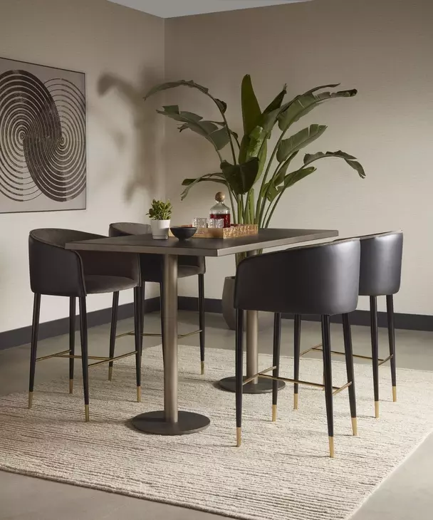 Asher Sparrow Grey And Napa Black Bar Stool