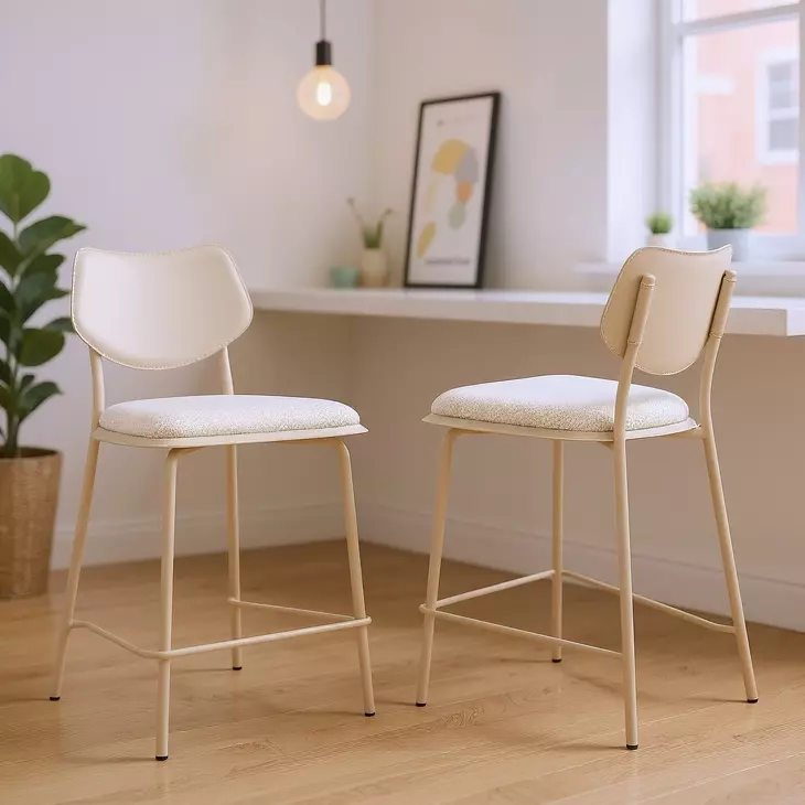 Zeal Light Gray and Taupe Upholstered Counter Height Stool Set of 4