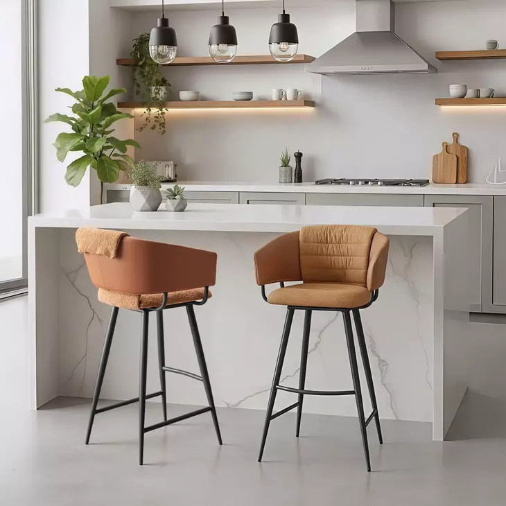 Juno Brown Upholstered Bar Stool Set of 2