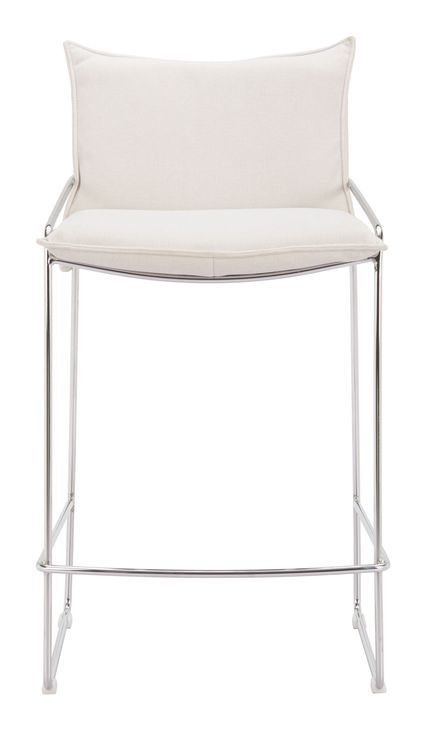 Pola White Upholstered Counter Height Stool