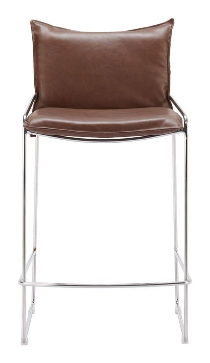 Pola Brown Upholstered Counter Height Stool