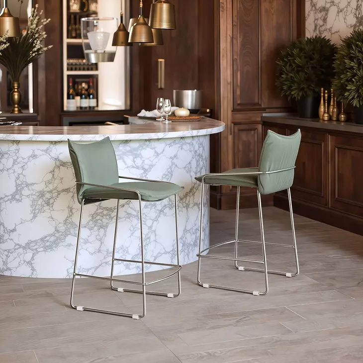 Pola Green Upholstered Counter Height Stool