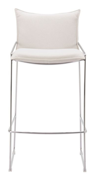 Pola White Upholstered Bar Stool
